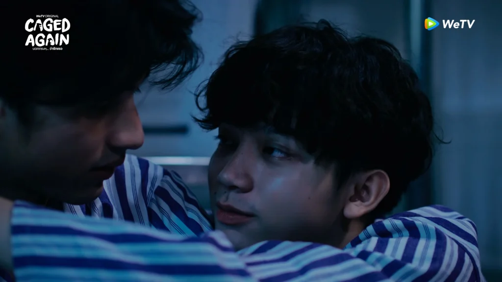 A scene in episode 3 of Caged again where Junior is hugging Sun