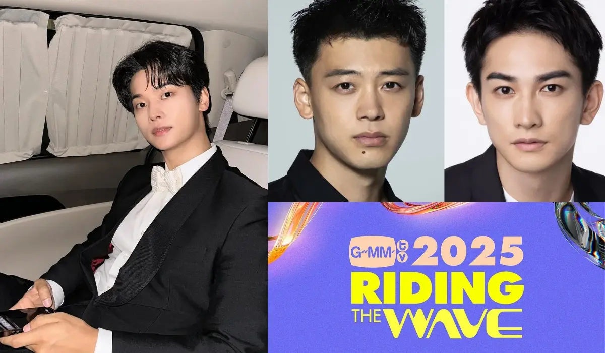 In the image - Cha Hakyeon, Takuchi Ryoma & Machida and poster of GMMTV 2025 line up